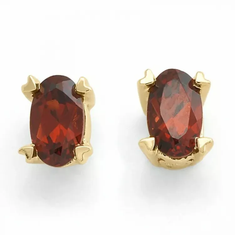 Granat Solitärohrstecker in 9 Karat Gold mit Granat