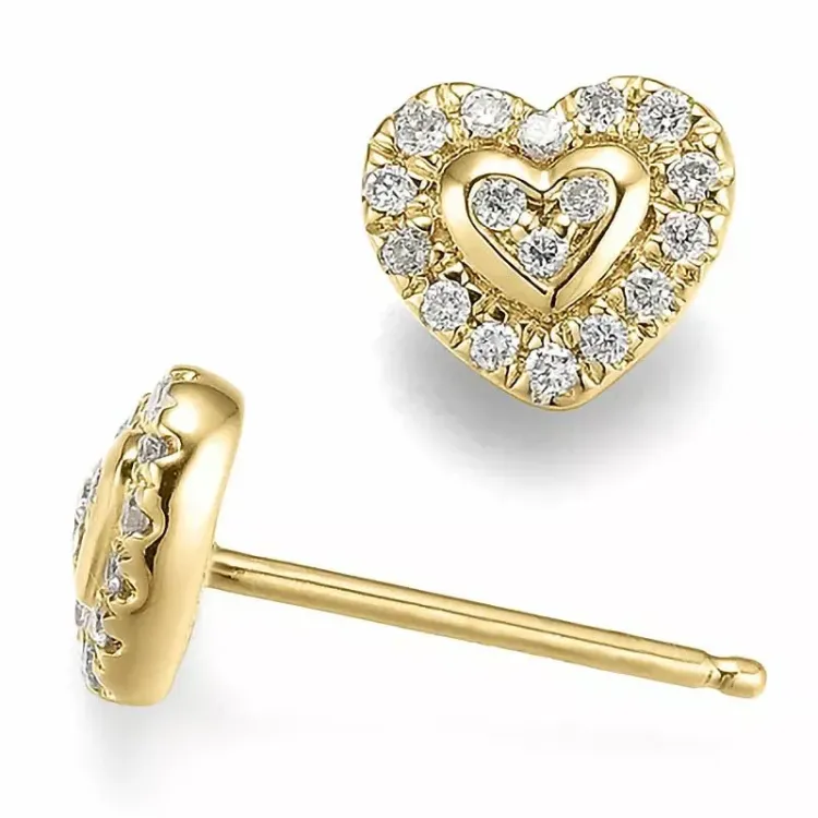 Herz Diamant Ohrringe in 9 Karat Gold mit Diamant 