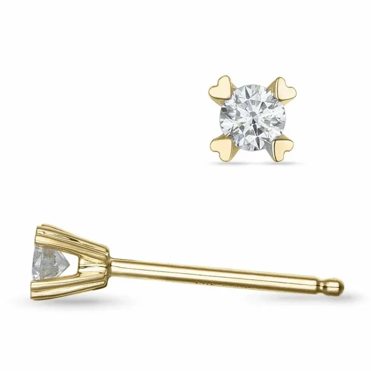 2 x 0,07 ct Solitärohrstecker in 9 Karat Gold mit Diamant 