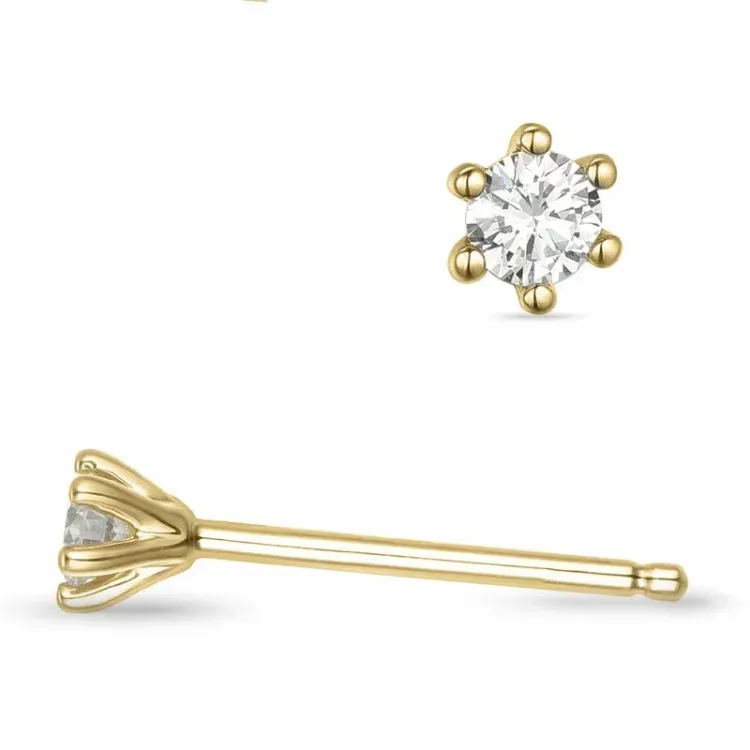 2 x 0,07 ct Solitärohrstecker in 9 Karat Gold mit Diamant 