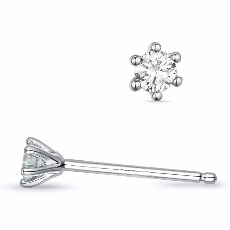 2 x 0,07 ct Diamant Solitärohrstecker in 9 Karat Weißgold mit Diamant 