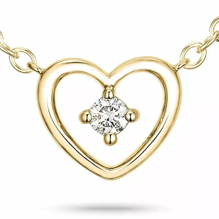 42 cm Halskette mit Anhänger aus 9 Karat Gold 0,05 ct