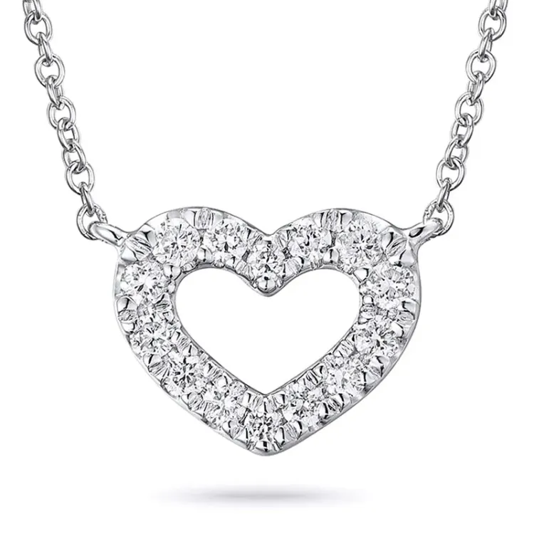 45 cm Halskette mit Anhänger aus 9 Karat Weißgold 0,10 ct