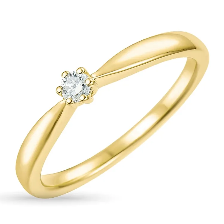 Diamant Solitärring in 14 Karat Gold 0,07 ct