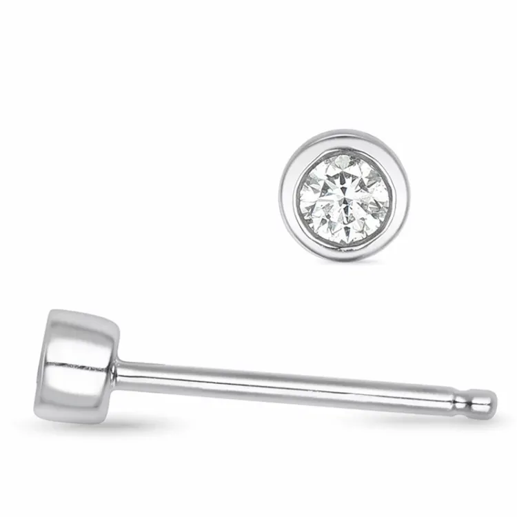 2 x 0,04 ct Solitärohrstecker in 14 Karat Weißgold mit Diamant