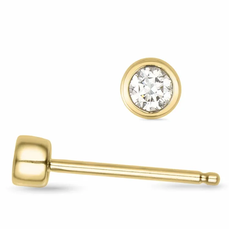 2 x 0,05 ct Solitärohrstecker in 14 Karat Gold mit Diamant