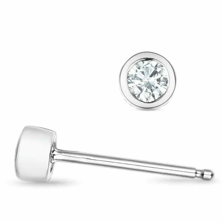 2 x 0,09 ct Solitärohrstecker in 14 Karat Weißgold mit Diamant