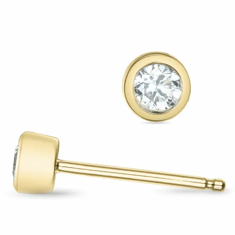 2 x 0,11 ct Solitärohrstecker in 14 Karat Gold mit Diamant