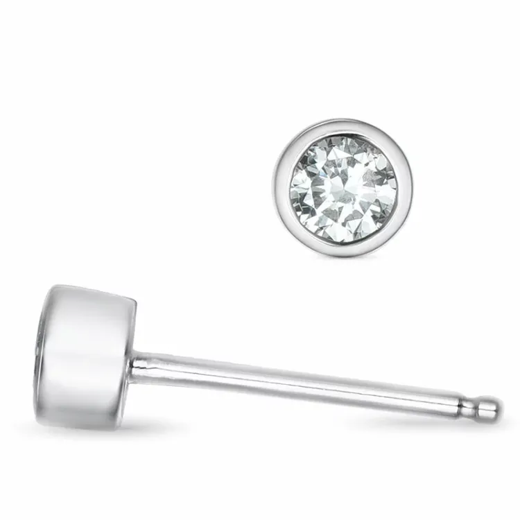 2 x 0,12 ct Solitärohrstecker in 14 Karat Weißgold mit Diamant