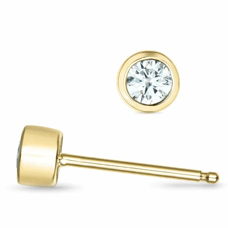 2 x 0,13 ct Solitärohrstecker in 14 Karat Gold mit Diamant