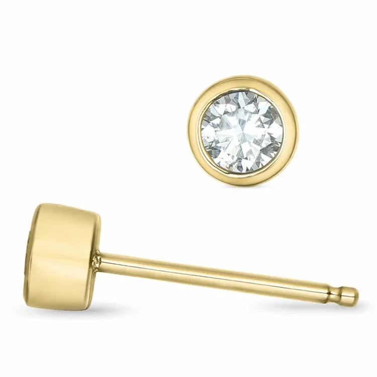 2 x 0,14 ct Solitärohrstecker in 14 Karat Gold mit Diamant 