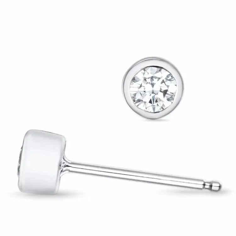 2 x 0,15 ct Kampagne - Solitärohrstecker in 14 Karat Weißgold mit Diamant