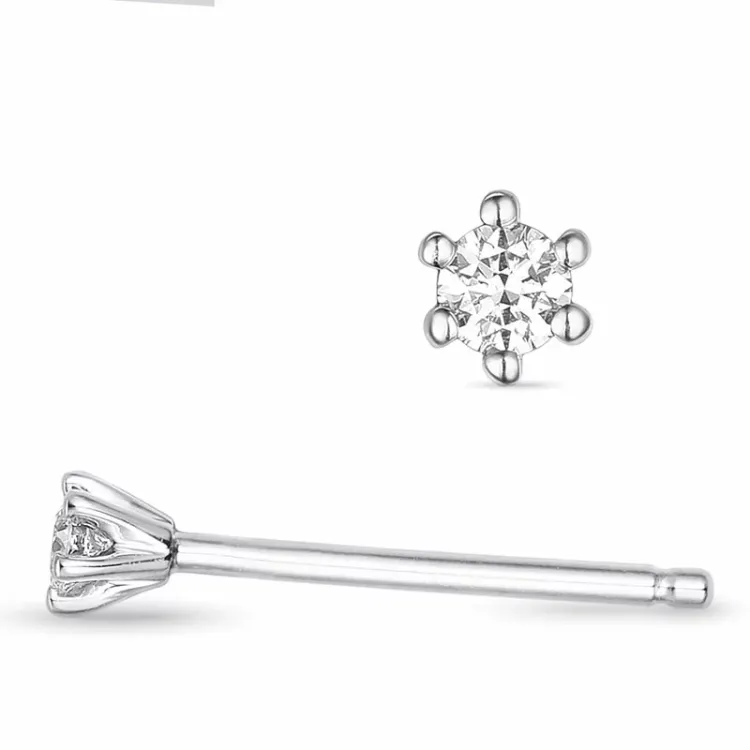 2 x 0,03 ct Brillant Solitärohrstecker in 14 Karat Weißgold mit Diamant