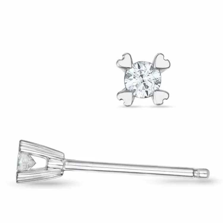 2 x 0,03 ct Diamant Solitärohrstecker in 14 Karat Weißgold mit Diamant