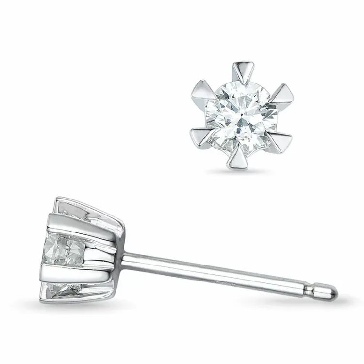 2 x 0,18 ct Kampagne - Diamant Solitärohrstecker in 14 Karat Weißgold mit Diamant