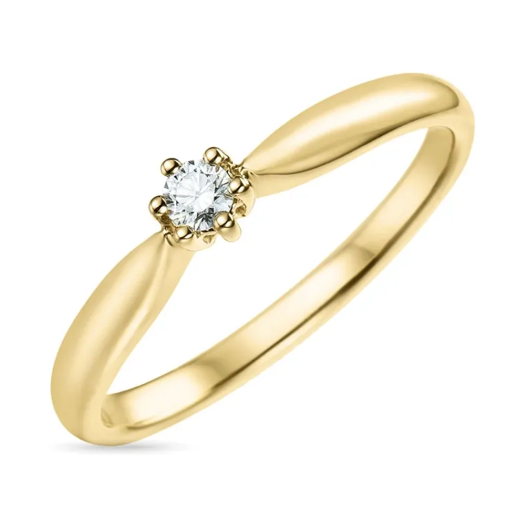 0,10 ct Diamant Solitärring in 14 Karat Gold 0,10 ct