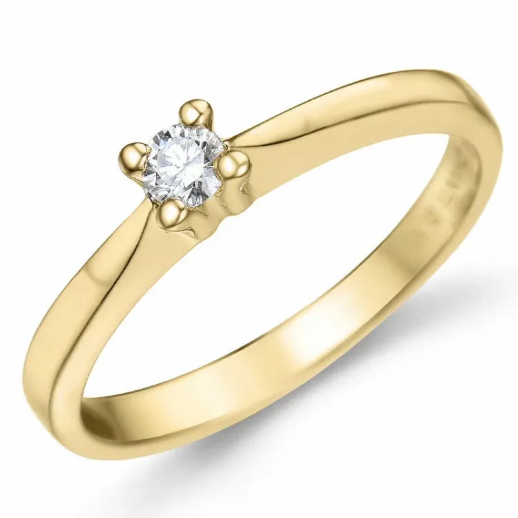 0,10 ct Diamant Solitärring in 14 Karat Gold 0,10 ct