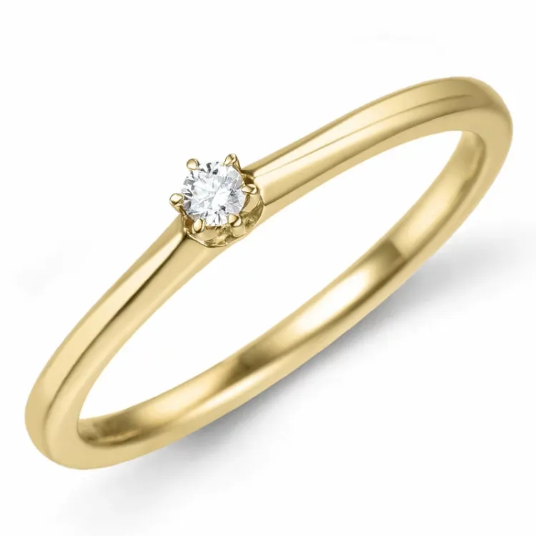 0,05 ct Solitärring in 14 Karat Gold 0,05 ct