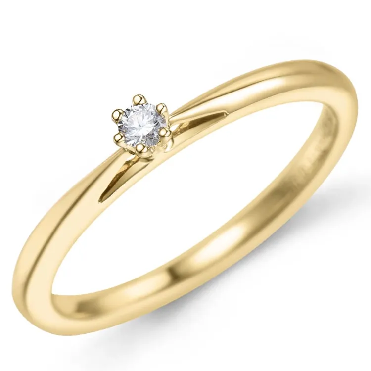 0,05 ct Diamant Solitärring in 14 Karat Gold 0,05 ct