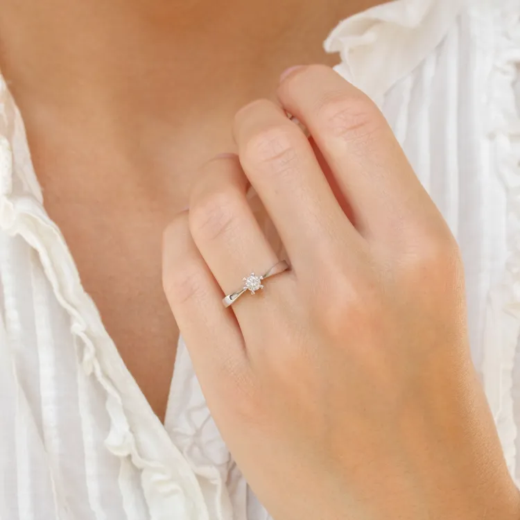 0,20 ct Solitärring in 14 Karat Weißgold 0,20 ct