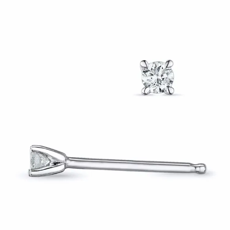 2 x 0,04 ct Kampagne - Diamant Solitärohrstecker in 14 Karat Weißgold mit Diamant