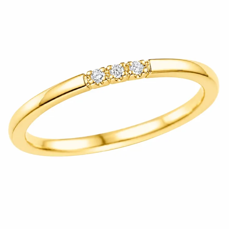 3 x 0,01 ct Diamantring in 14 Karat Gold 0,03 ct