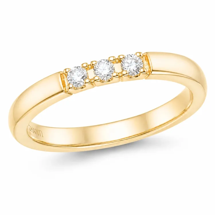 3 x 0,03 ct Diamantring in 14 Karat Gold 0,09 ct