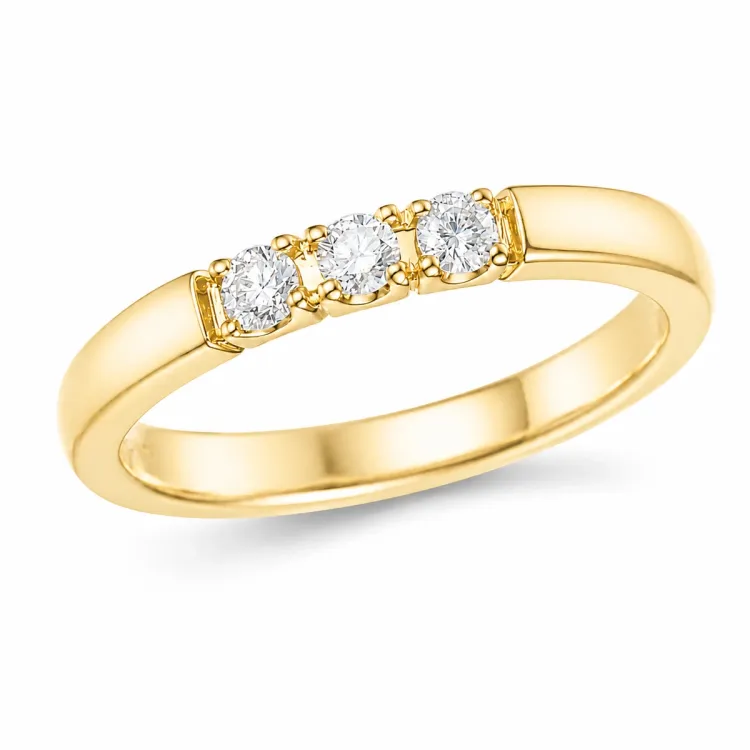 3 x 0,05 ct Diamantring in 14 Karat Gold 0,15 ct