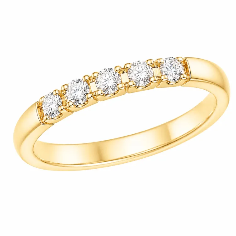 5 x 0,05 ct Diamantring in 14 Karat Gold 0,25 ct