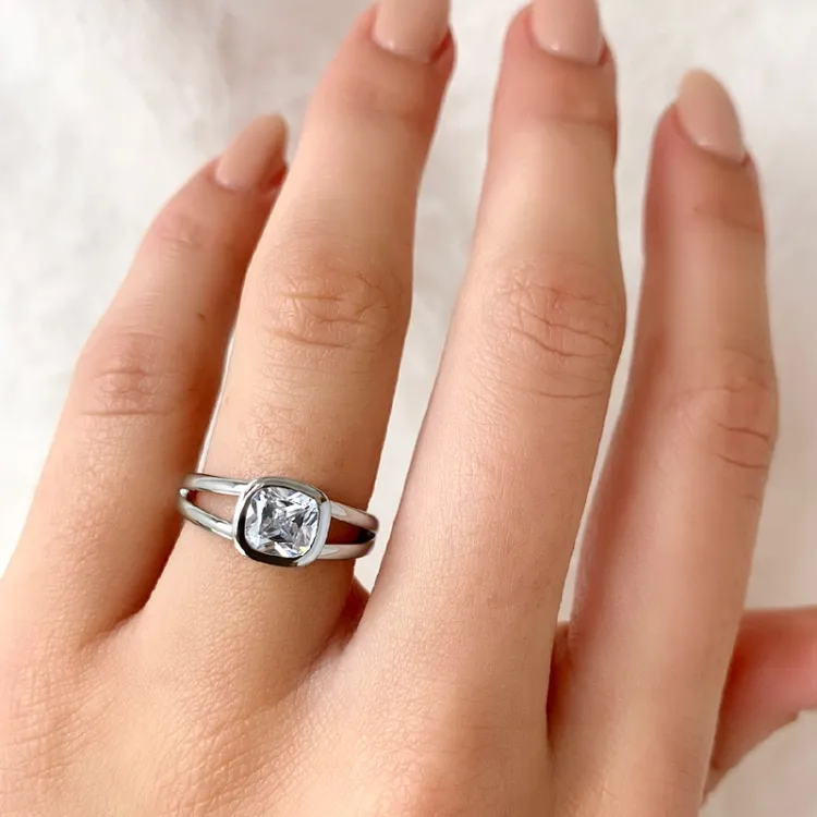 Elegant weißem zirkon ring aus silber