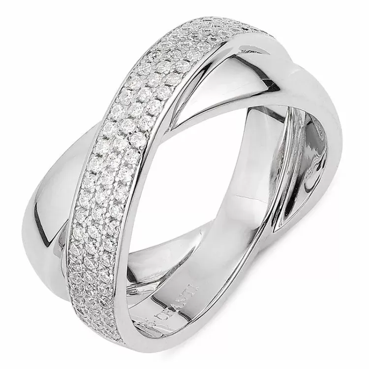 Elegant abstraktem weißem zirkon ring aus silber