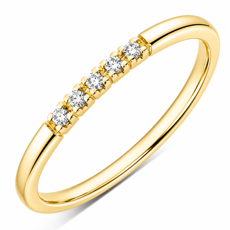 5 x 0,01 ct Diamantring in 9 Karat Gold 0,05 ct