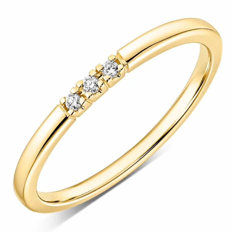 3 x 0,01 ct Diamantring in 9 Karat Gold 0,03 ct