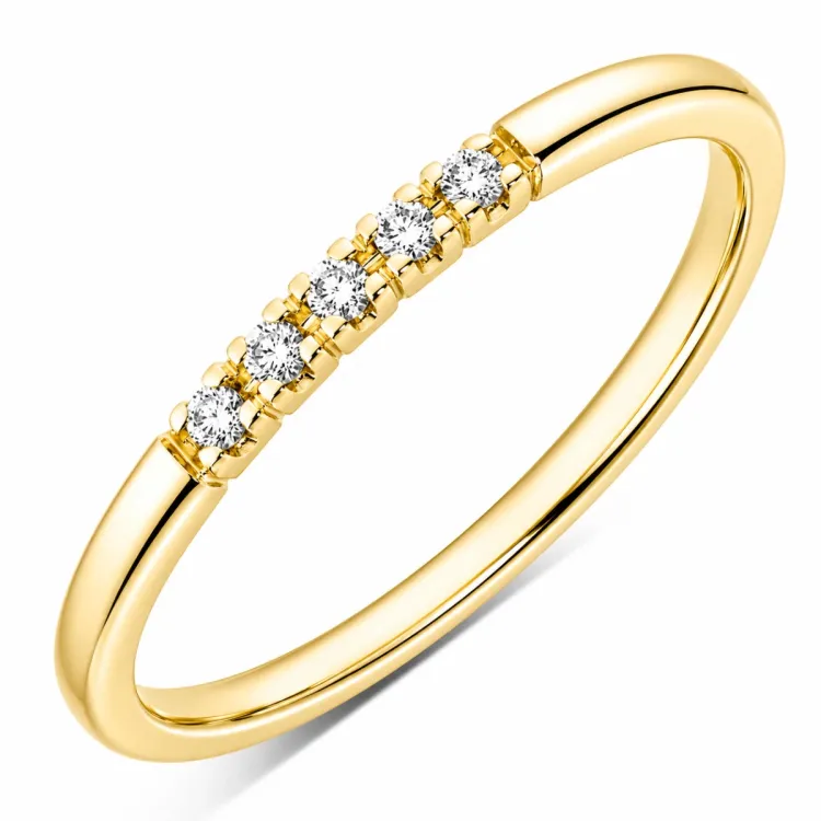 5 x 0,01 ct Diamantring in 9 Karat Gold 0,05 ct