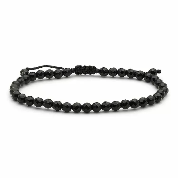 schwarz Onyxe Armband aus Satin x 4 mm - Loom Stones
