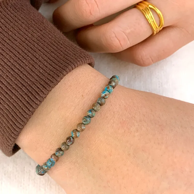 mehrfarbigem Türkis jasper Armband aus Seidenschnur 17 cm plus 3 cm x 4,4 mm - Loom Stones