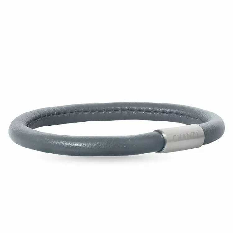 grau Leder Armband aus Stahl x 6 mm