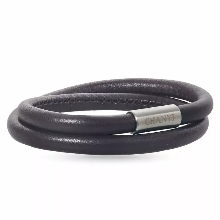 braunem Leder Armband aus Stahl  x 6 mm