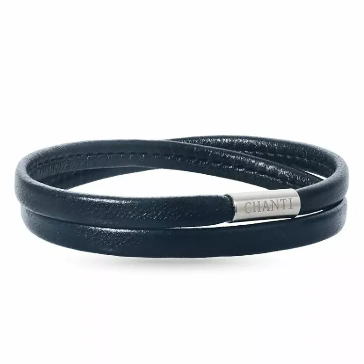 Flach schwarzem leder armband aus stahl x 6 mm