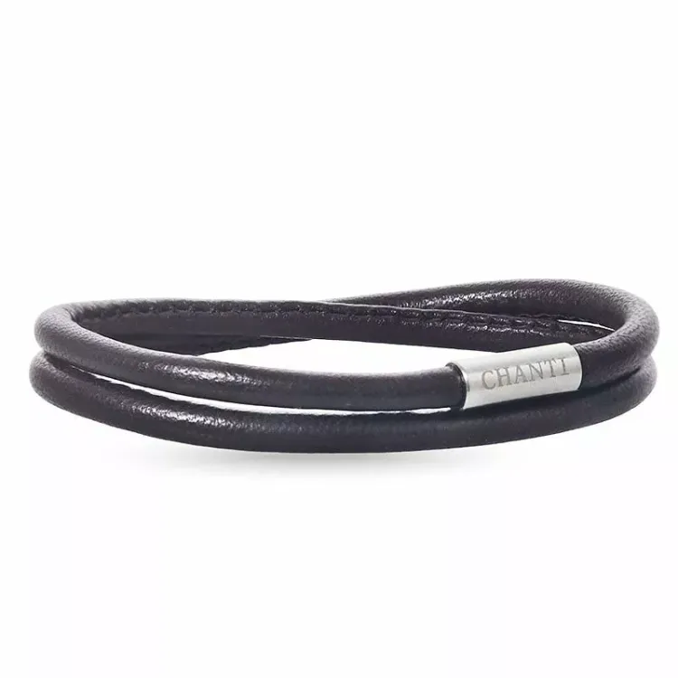 Runder braunem leder armband aus stahl x 4 mm