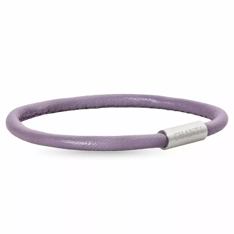 Runder violettem magnetarmband aus leder mit stahl x 4 mm