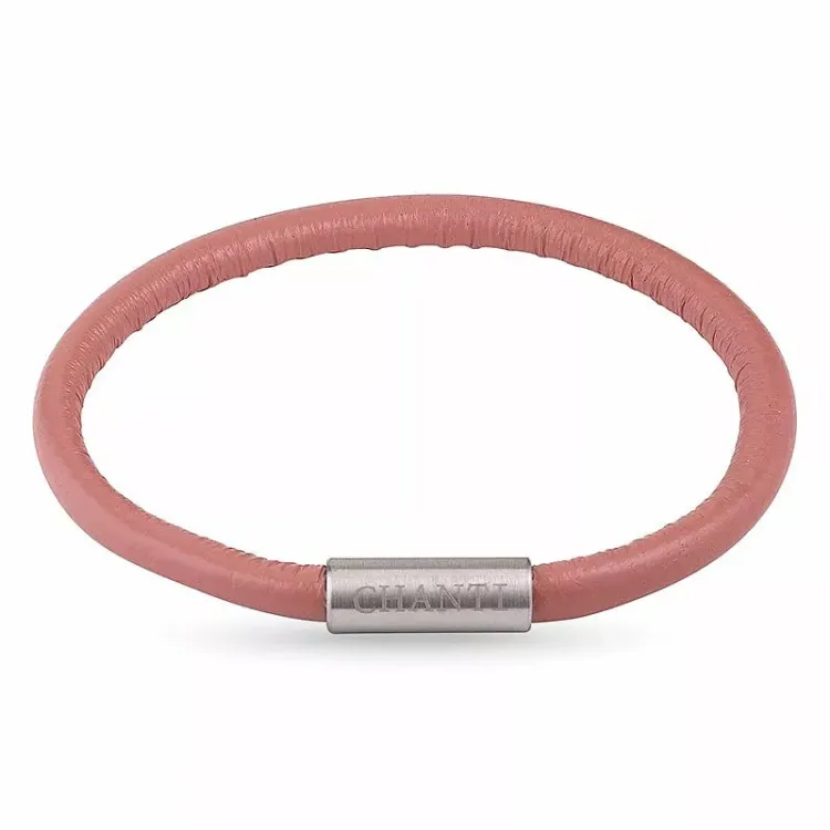 Runder altrosa magnetarmband aus leder mit stahl x 4 mm