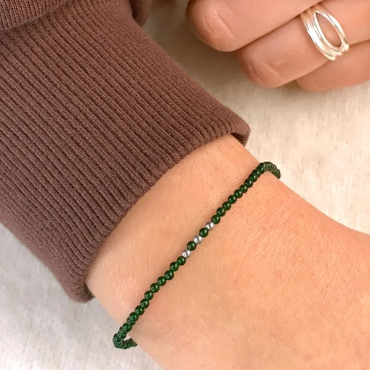Armband mit Schmuckstein und 3 hematite - Loom Stones