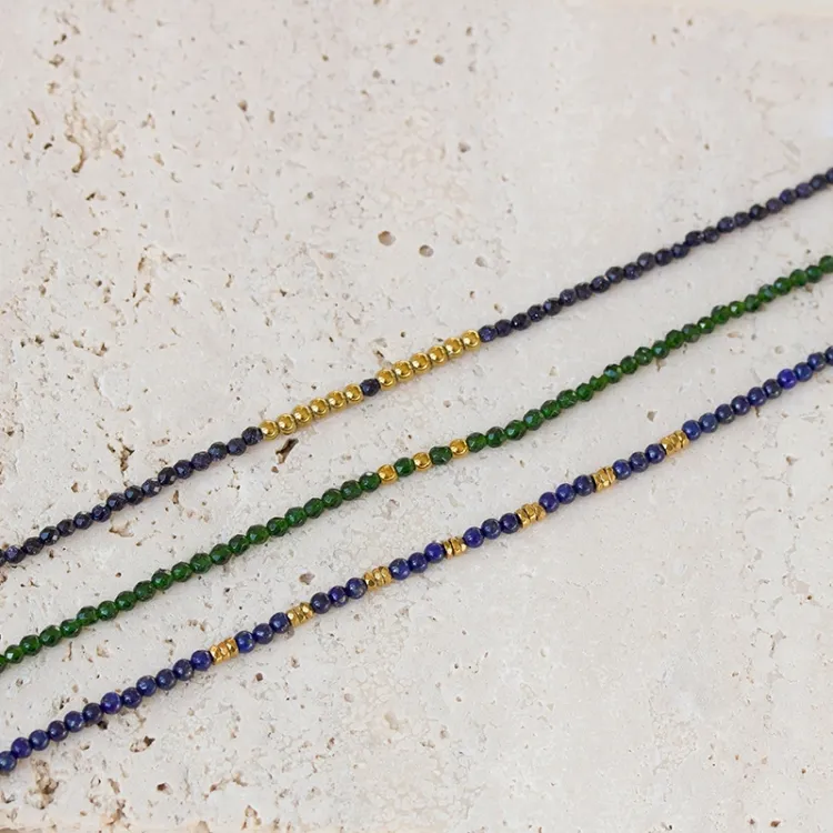 dunkelblaumetallic Armband mit Schmuckstein und hematite - Loom Stones