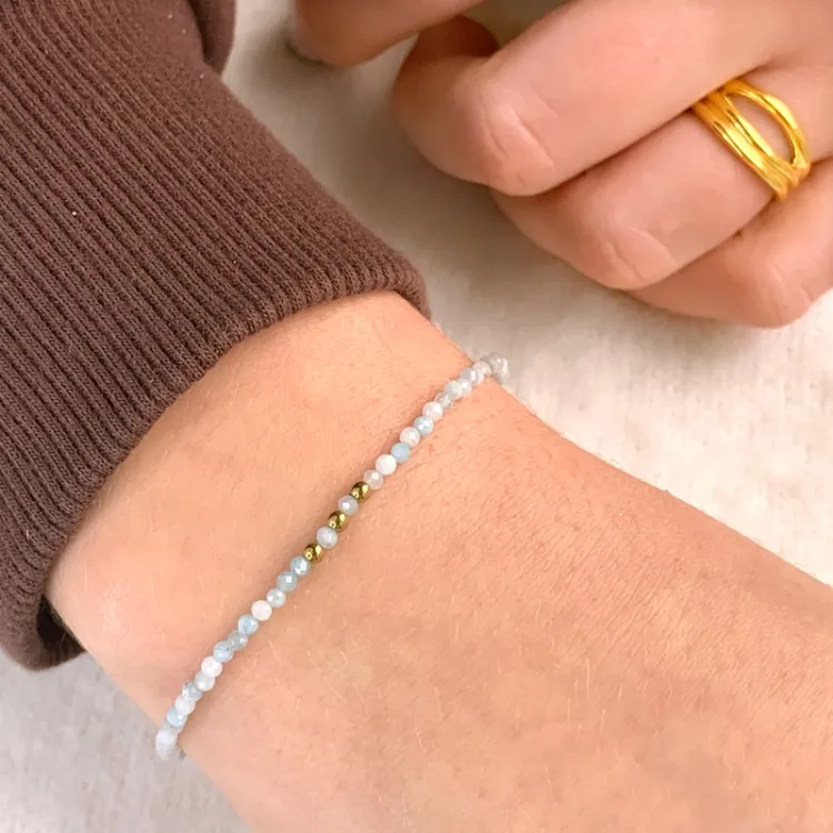 Armband mit Aquamarin und hematite - Loom Stones