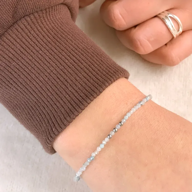Armband mit Aquamarin und 3 hematite - Loom Stones