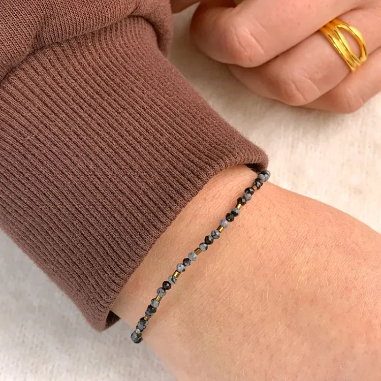 Schmuckstein Armband mit obsidian und hematite - Loom Stones