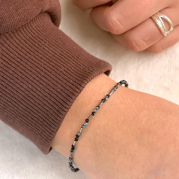Armband mit obsidian und hematite - Loom Stones