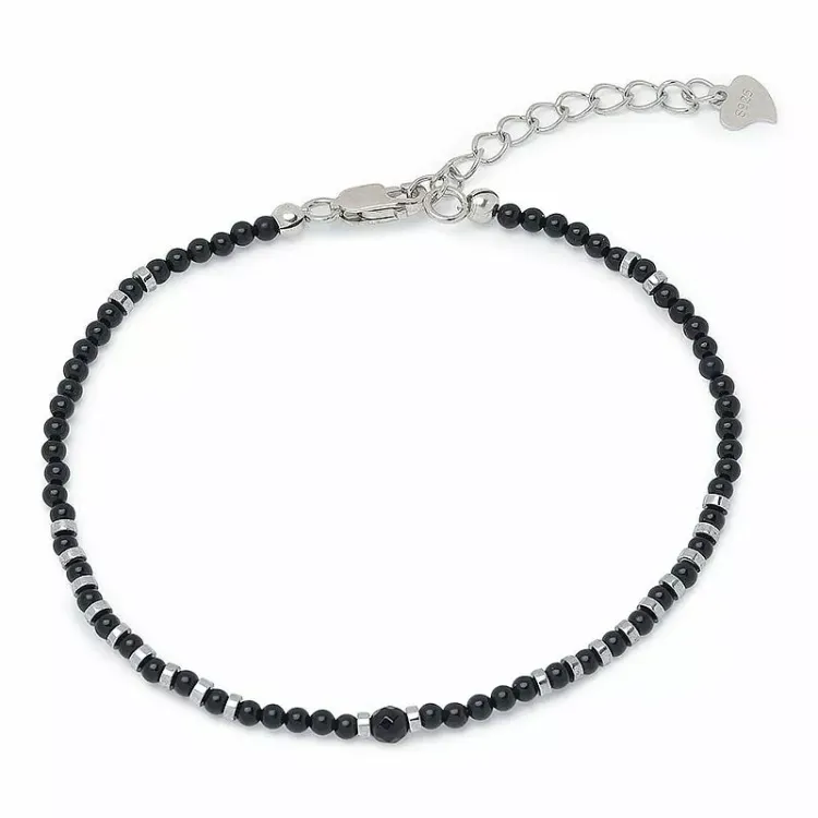 Schmuckstein Armband mit Onyxe und hematite - Loom Stones