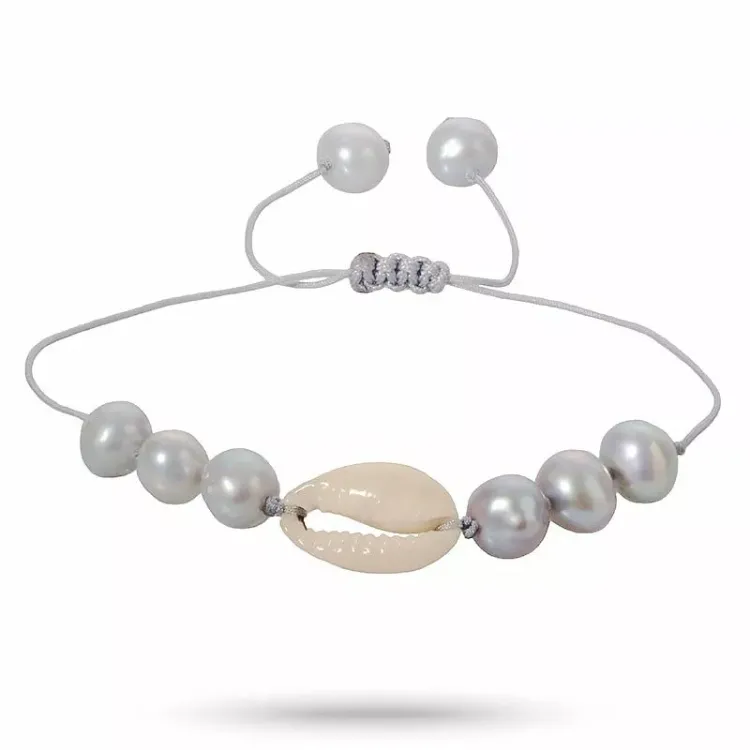 Perle shell Muschel Armband aus Seidenschnur 17 cm plus 5 cm  x 10 mm